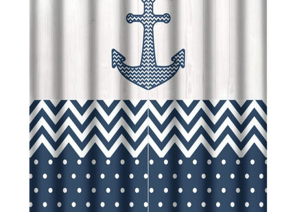 Navy Blue Anchor Blackout Curtains - Nautical Theme Abstract Dot Chevron Design Grommet Window Treatment Set Energy Saving Thermal Insulated Drapes for Living Room Nursery,2 Panels 45L x 21W