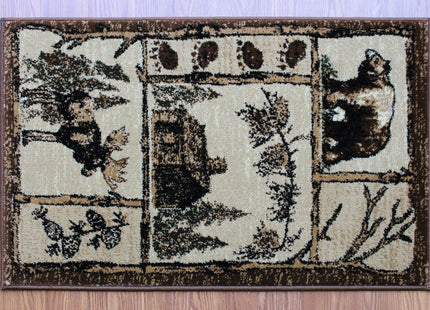 Masada Rugs, Bear Cabin Moose Area Rug (2 Feet x 3 Feet 2 Inch) Mat.