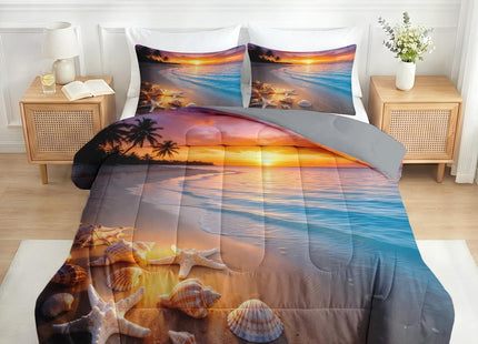 Nesker Full Comforter Set, 3 Pieces Beach Seashell Bedding, All Season