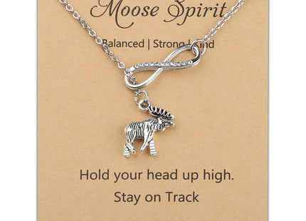 MAOFAED Moose Necklace - Moose Spirit Balanced Strong Kind - Inspirational Gift