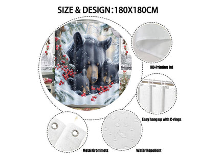 Wathon Winter Black Bear Shower Curtain 70X70IN
