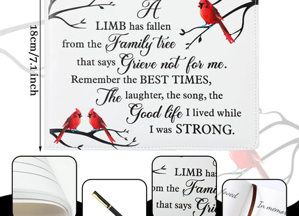Patelai Funeral Guest Book with Pen, Cardinal