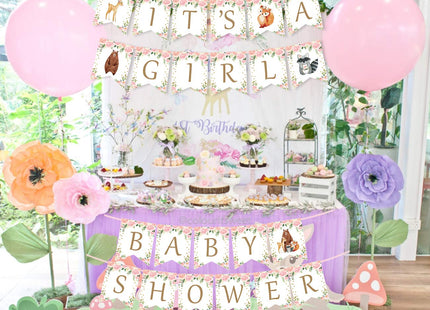 Woodland Baby Shower Decorations Woodland It’s a Girl Baby Shower Banner Forest Animal Garland for Woodland Creatures Birthday Party Decoration Supplies