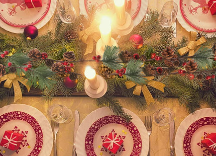 Songjum 6.6Ft Christmas Garland Decorations with Red Bells Xmas Wreath Decorations Christmas Wreath with Red Berry Branches Pinecone for Front Door Fireplace Stairs Mantle Outside Window Ledge