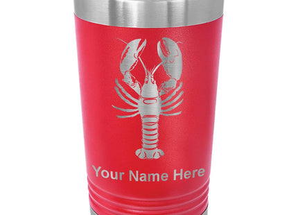 LaserGram Personalized 16oz Pint Tumbler, Lobster (Red)