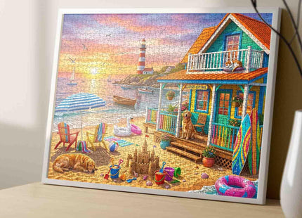 Beach House Jigsaw Puzzles for Adults 1000 Pieces Summer Vacation DIY Puzzles for Family Activity Games Coastal Lighthouse Art Jigsaw Puzzles Home Wall Decor Craft Gifts 19.7 x 27.6 Inch
