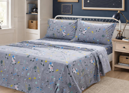 Brandream Kids Bedding Set Queen Size Sheets Cotton Boys Nautical Sharks Ocean Bed Sheet Set Deep Pocket 18 Inch (1 Top Sheet + 1 Fitted Sheet + 2 Pillow Shams)