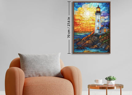 Colorful Stained Glass Lighthouse Puzzle 1000 Pieces Impossible Puzzle - Jigsaw Puzzle Adventure, for Adults, Family Group Play with HD Poster Included(19.7 x 27.6 in)