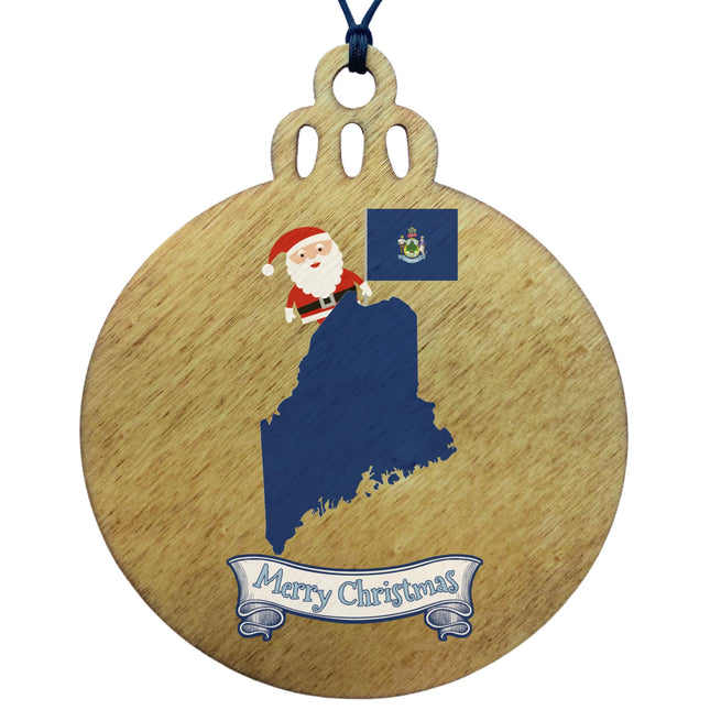Maine Christmas Ornament - Santa Claus, State Map and Flag, 2026 Gift