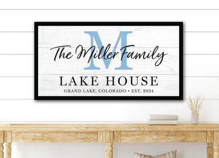 Personalized Lake House Monogram Canvas Wall Art Custom Family Welcome