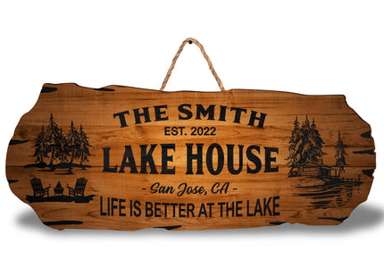 Lake House Sign, Personalized Outdoor Cabin Wood Wall Decor