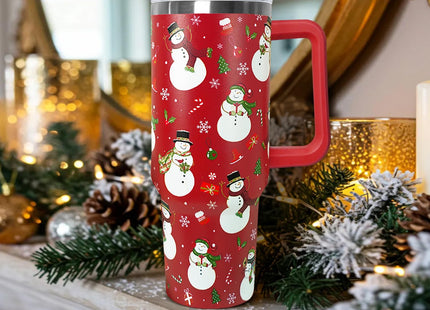 wmvhdiw 30 Oz Snowman Tumbler With Handle,Snowman Coffee Travel Mug Cup Water Bottle,Christmas Decor Gifts for Women