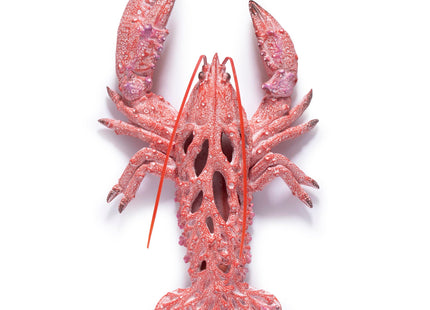 Hodao 12.25“ Red Coral Lobster Figurine Decor for Coastal Home Decor, Ocean Inspired Resin Figurine for Wall, Nautical Beach Bathroom Wall Hanging, Summer Coastal Home, Office Desk Gift