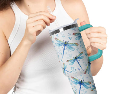 wmvhdiw 30 oz Dragonfly Stainless Steel Tumbler with lid and Straw CoffeeTravel Mug Cup Water Botter, Dragonfly Gifts for Women
