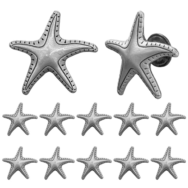 KYIEN 12Pcs Nautical Beach Sea Style Themed Starfish Shape Cabinet Knobs Furniture Decorative Pulls Drawer Knobs Dresser Handles Cabinet Decoration Pulls
