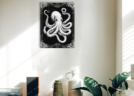 Octopus Canvas Wall Art Nautical Pictures Ocean Animal Painting Coastal Prints Octopus Modern Artwork for Bathroom Living Room Bedroom Office Framed Wall Decor 12"x16"