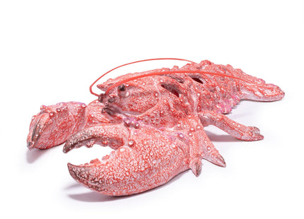 Hodao 12.25“ Red Coral Lobster Figurine Decor for Coastal Home Decor, Ocean Inspired Resin Figurine for Wall, Nautical Beach Bathroom Wall Hanging, Summer Coastal Home, Office Desk Gift