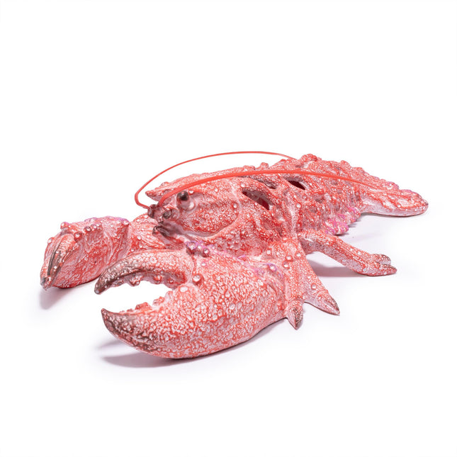 Hodao 12.25“ Red Coral Lobster Figurine Decor for Coastal Home Decor, Ocean Inspired Resin Figurine for Wall, Nautical Beach Bathroom Wall Hanging, Summer Coastal Home, Office Desk Gift