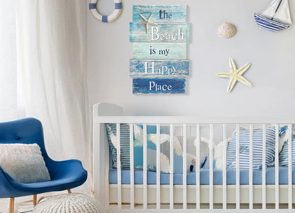 MODE HOME Coastal Wall Decor for Home, Beach Wall Art Wooden Hanging Sign with Starfish Element, Perfect Beach Themed Room Decor and Ocean Decor for Bathroom Bedroom Coastal Living Spaces 11.5" x 17"