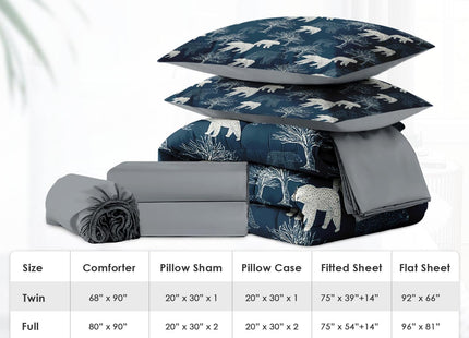 Boewywh Twin Comforter Set with Sheets, 5 Pieces Bear Woodland Bedding