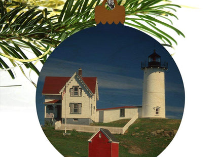 Nubble Lighthouse Maine ME Wood Christmas Tree Holiday Ornament