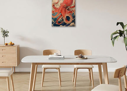 Octopus Canvas Wall Art Retro Ocean Waves Modern ArtWork 12'' x 16"