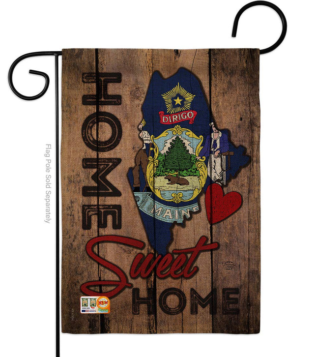 State Maine Home Sweet Burlap Garden Flag Americana States USA American Territories Republic Country Particular Area Small Decorative Gift Yard House Banner Double-Sided Made In 13 X 18.5