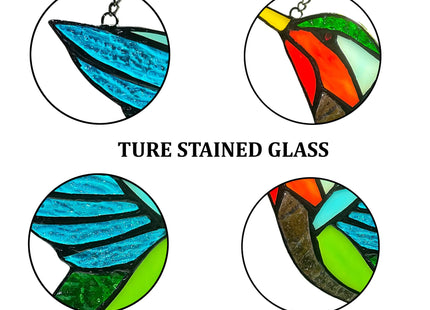 Hummingbird Stained Glass Window Hangings, Birds Stained Glass Decorations,Bird Suncatcher for Window Decor Hummingbird Gifts for Mom,Bird Lovers