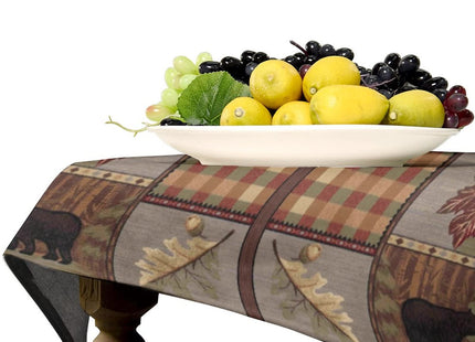 Rustic Country Rectangle Tablecloth,Country Style Farmhouse Lodge Bear Moose Deer Long Table Cloth Round Tablecloth for Backyard Party BBQ 55"x55"