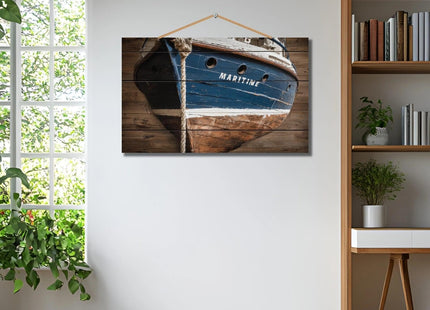 Personalized Custom Wooden Wall Art - Nautical Boat Oil Painting Style Sign for Home Decor - Handcrafted Shiplap Wood Plaque for Living Room Bedroom Office Unique Gift(Style D)