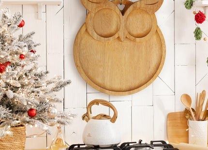 Owl-Shaped Wooden Charcuterie Board, 12" Cheese & Meat Platter, Large Serving Tray, Housewarming