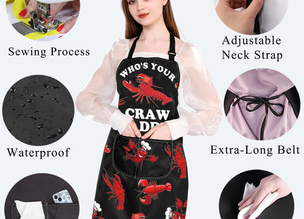 BDPWSS Crawfish Apron With Pockets Crawfish Lover Gift Crawfish Boil Lobster Gift Who's Your Crawdaddy Crawfish Themed Gift (Your Crawdaddy AP), average size
