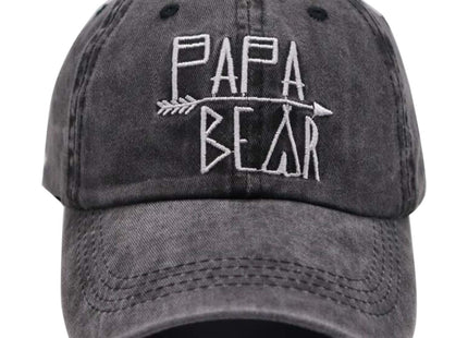 OASCUVER Men‘s Embroidered Papa Bear Hats Adjustable Baseball Cap Washed Denim Dad Hat(Papa Bear Embroidered Black, one Size)