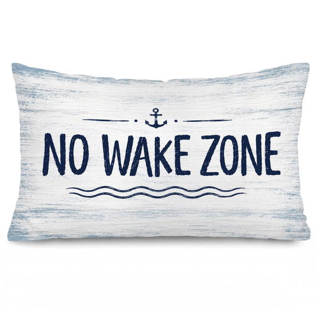 SkyCozy No Wake Zone Nautical 12x20 Pillow Cover for Lake House Decor