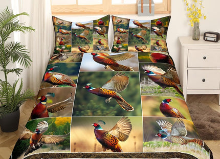 Erosebridal Pheasant Duvet Cover Full Size Hunting Turkey Bedding Set Wildlife Bird Pheasant Comforter Cover Farmhose Bird Chicken Bedroom Decor Quilt Cover for Children Teens
