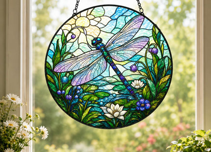 Dragonfly Stained Glass Suncatcher Window Hanging