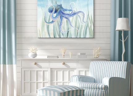 Ocean Wall Decor Octopus Canvas Wall Art for Bathroom Under The Sea Blue Coastal Decor for Home Nautical Prints for Bedroom Kitchen Restroom 36x24Inch