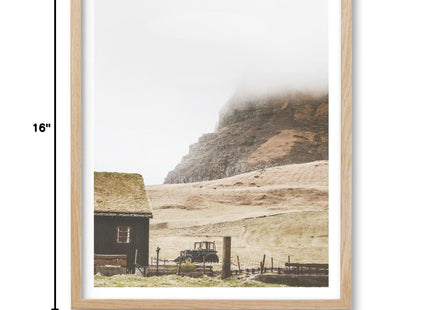 HesenDot Farmhouse Mountain Cabin Natural OAK Wood Framed Wall Art, 12x16in
