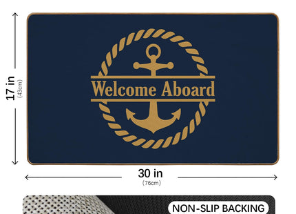 ETYZE Navy Blue Classic Nautical Welcome Door Mat for Boat Decor