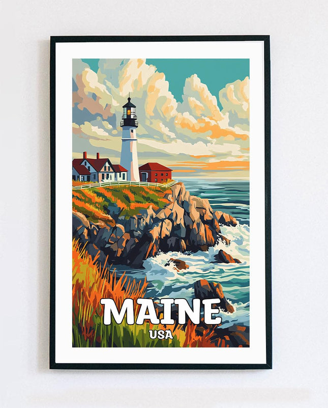 CoryGiftDesign Maine Coastal Scenery Wall Art Poster - 11x17 Unframed Print - Rustic Cottage Style - Unisex - Rectangular - Living Room Decor