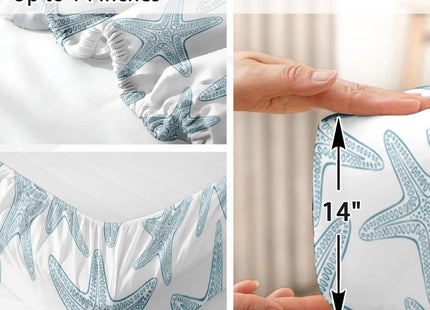 Pamnest Twin Bed Sheet Set, 3 Pieces Starfish Nautical Bedding with Flat