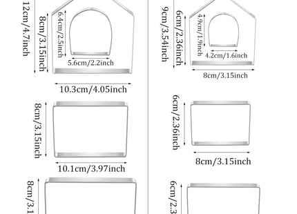 MrCookie Large Gingerbread House Cookie Cutters,8pc Sturdy Stainless Steel.