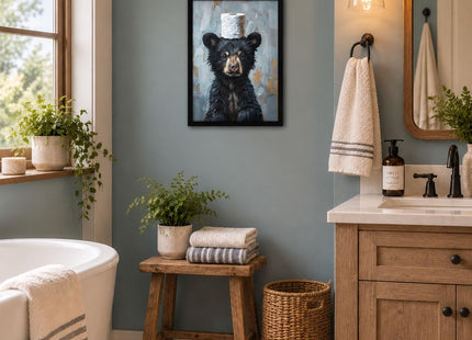 FYLDPSB Black Bear Pictures Cabin Wall Art, Funny Bathroom Wall Decor