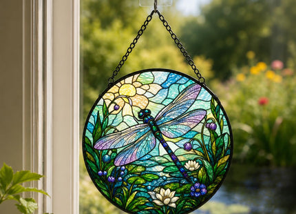 Dragonfly Stained Glass Suncatcher Window Hanging