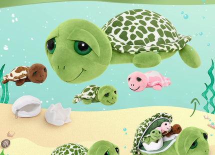 MorisMos Sea Turtle Stuffed Animal with Babies & Eggs, 6-Pack Turtle Family