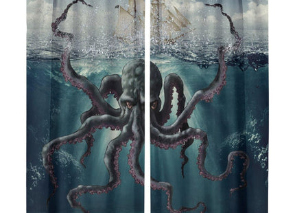 SHElifestyle Nautical Octopus Curtains, Octopus Tentacles Sea Sailboat Window Treatments Rustic Kraken Night Ocean Window Drapes for Bedroom Living Room Kitchen 63x72in