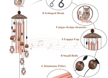 35 Inch Owl Wind Chimes for Outside,Unique Gift for Owl Lovers