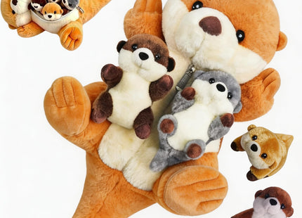 XYHQYB 5 Pcs Sea Otter Stuffed Animals, 17" Large Mommy Stuffed Otter Plush Toy with 4 Babies for Girls Boys, Soft Cuddly Otter Plushies Pillow Toy Gift for Kids Birthday Christmas Ocean Party