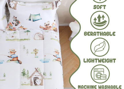 Yibeizi Camper Animal Print Comforter Set Twin Woodland Bedding