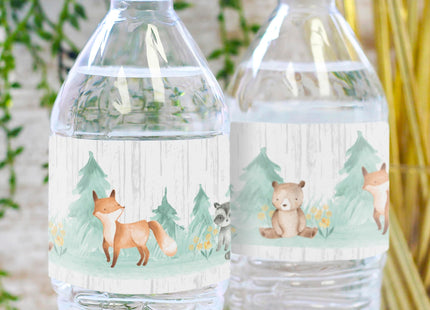 Woodland Baby Shower Water Bottle Labels, Woodland Creatures, 20 Count